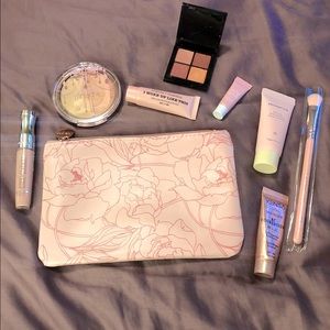 Pink Ipsy 9 Piece Makeup Bag with Samples Skincare